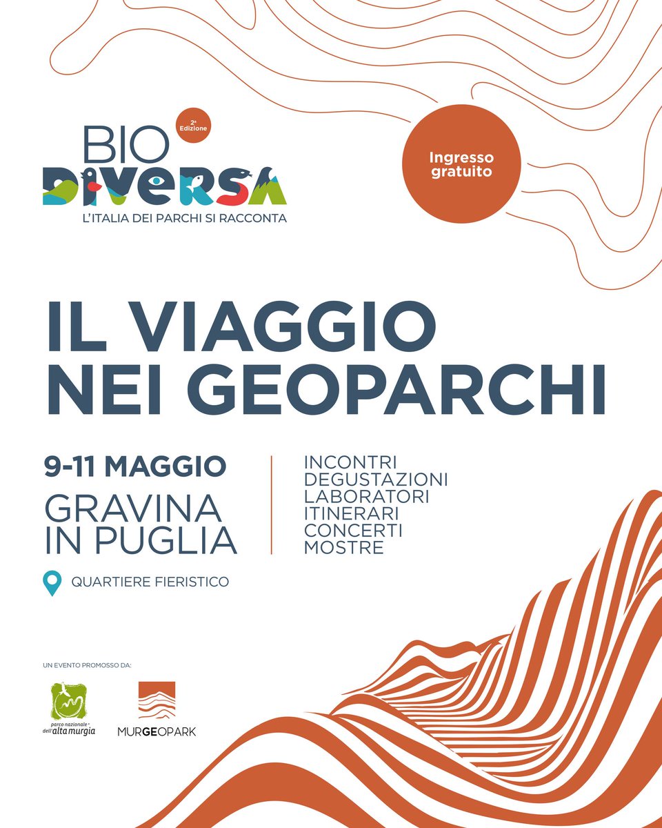 ISPRA_Press's tweet image. 🌼 Dall'9 all'11 maggio a Gravina in Puglia, ISPRA partecipa a #Biodiversa, la manifestazione dedicata alla #geodiversità organizzata dal Parco Nazionale Alta Murgia.
✨ Ti aspettiamo al nostro stand!

Scopri il programma degli eventi e dei laboratori 🔗 isprambiente.gov.it/it/news/biodiv…