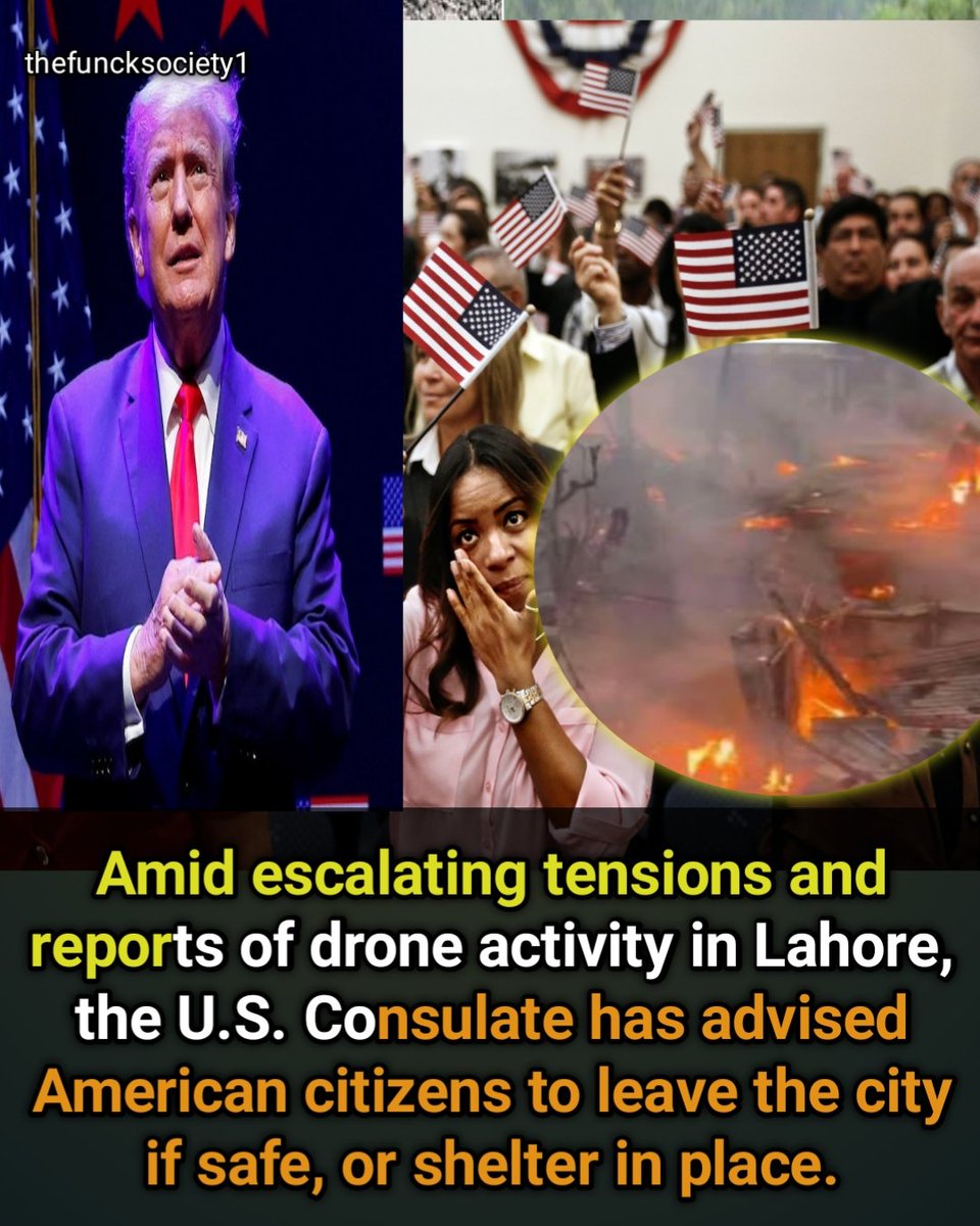 thefunksociety1's tweet image. Amid escalating tensions and reports of drone activity in Lahore, the U.S. Consulate has advised American citizens to leave the city if safe, or shelter in place. 

#USAlert #LahoreCrisis #TravelAdvisory