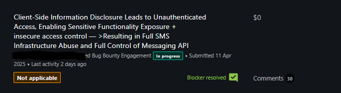 Alamz0's tweet photo. Update:
From P3 -> None -> Not Applicable
Reason: Managed by a third party.
It's disappointing, but it's part of the journey.
#BugBounty https://t.co/iUWiFsnd7I