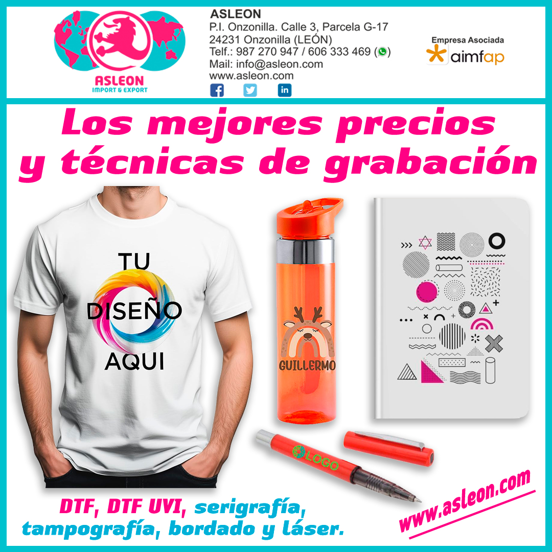 ASLEON_SL's tweet image. Los mejores precios en técnicas de grabación ( DTF, DTF UV, serigrafía, tampografía y láser) y de bordado.