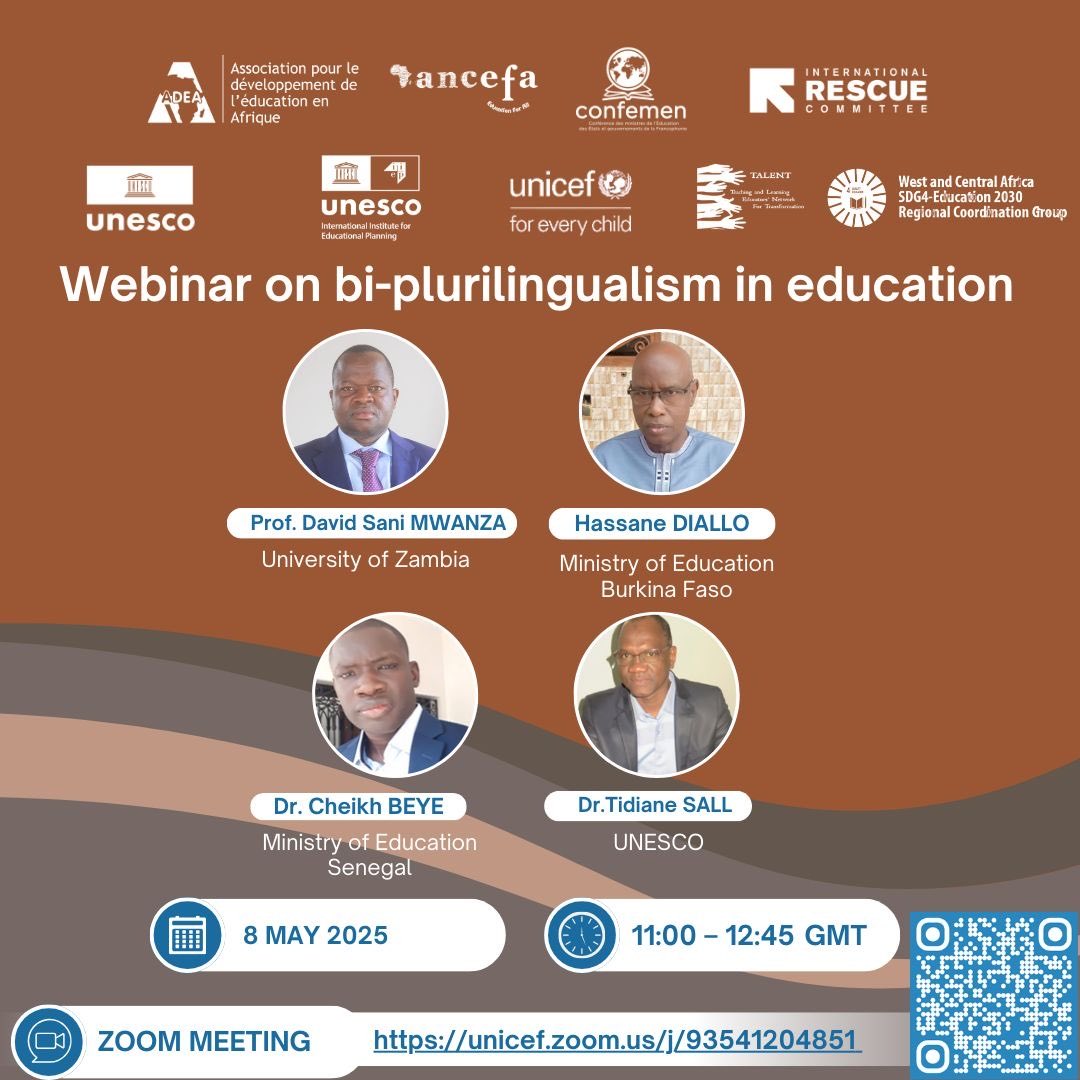 ADEA (@adeanet) on Twitter photo Our webinar on bi-plurilingualism in education is now live! Use the link below to register & join the session.
unicef.zoom.us/j/93541204851#…
ADEA is happy to facilitate fruitful exchanges such as this working with <a href="/IIEP_UNESCO/">IIEP-UNESCO</a> & <a href="/UNICEFAfrica/">UNICEF Africa</a> Our webinar on bi-plurilingualism in education is now live! Use the link below to register & join the session.
unicef.zoom.us/j/93541204851#…
ADEA is happy to facilitate fruitful exchanges such as this working with <a href="/IIEP_UNESCO/">IIEP-UNESCO</a> & <a href="/UNICEFAfrica/">UNICEF Africa</a>