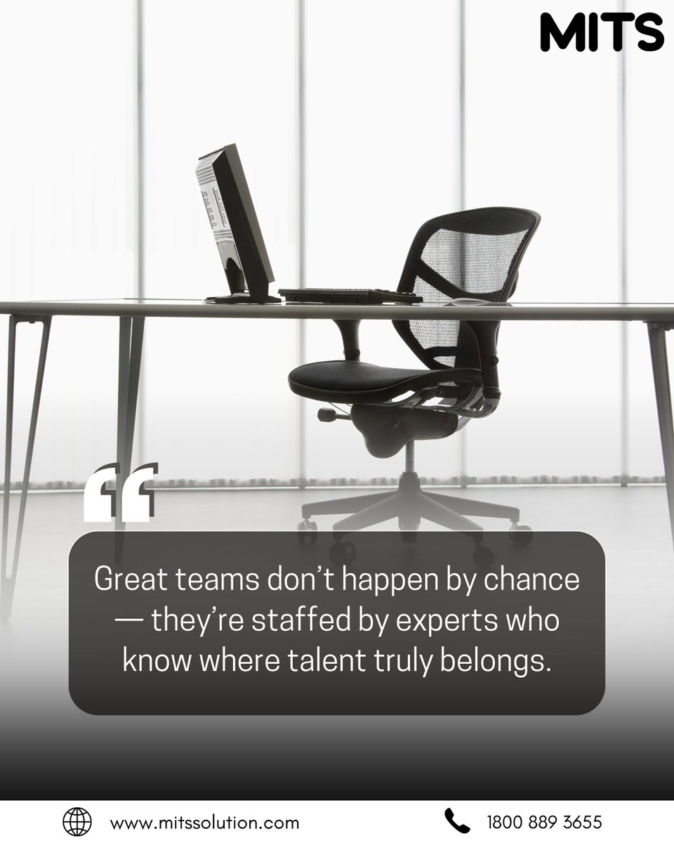 SolutionMits's tweet image. Success is built on great teams, carefully crafted by experts who understand where talent truly belongs and how to make it thrive.
📞 1800 889 3655 | 🌐 mitssolution.com
#MITSSolution #Teamwork #Leadership #TalentManagement #SuccessDriven #StrategicGrowth