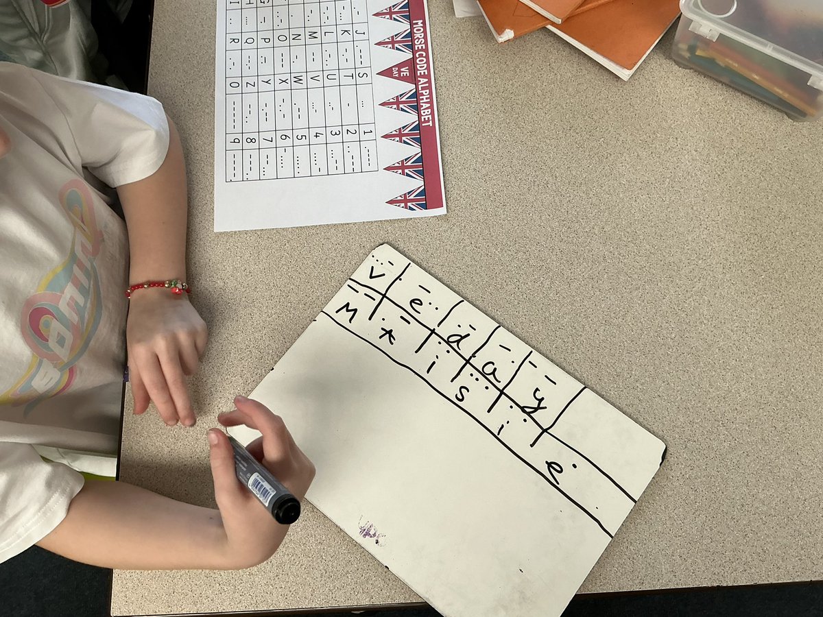 Lots of fun in 3B learning morse code to celebrate VE Day!