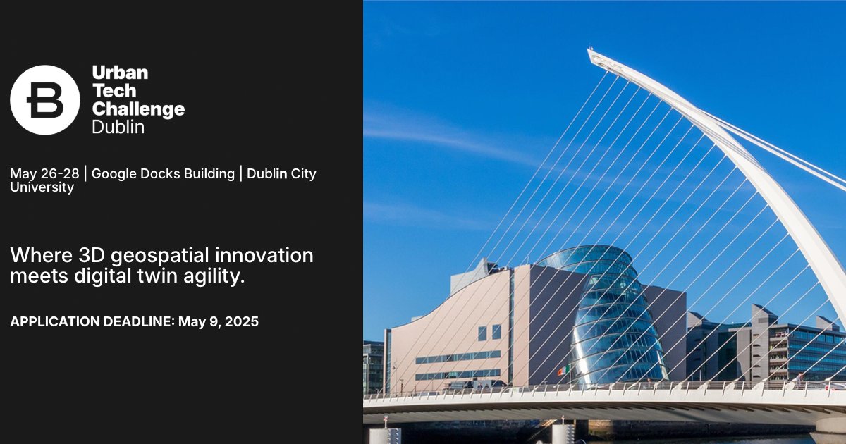 Derilinx (@derilinx) on Twitter photo We’re proud to support the #UrbanTechChallenge in Dublin with Dublinked #OpenData Platform & real-time APIs. Build 3D #geospatial solutions for real urban challenges! 👉 bit.ly/4dbGzhW
<a href="/BentleySystems/">Bentley Systems, Inc</a> <a href="/DCU/">Dublin City University</a> <a href="/DubCityCouncil/">Dublin City Council</a> <a href="/Google/">Google</a> <a href="/SmartDublin/">SmartDublin</a> #SmartCities #DublinTech We’re proud to support the #UrbanTechChallenge in Dublin with Dublinked #OpenData Platform & real-time APIs. Build 3D #geospatial solutions for real urban challenges! 👉 bit.ly/4dbGzhW
<a href="/BentleySystems/">Bentley Systems, Inc</a> <a href="/DCU/">Dublin City University</a> <a href="/DubCityCouncil/">Dublin City Council</a> <a href="/Google/">Google</a> <a href="/SmartDublin/">SmartDublin</a> #SmartCities #DublinTech