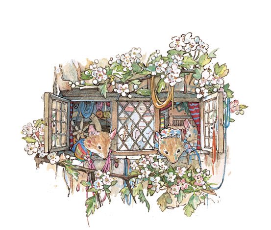 The weavers are taking a break from their looms and spinning wheels to enjoy the scent of hawthorn blossom drifting through the window.