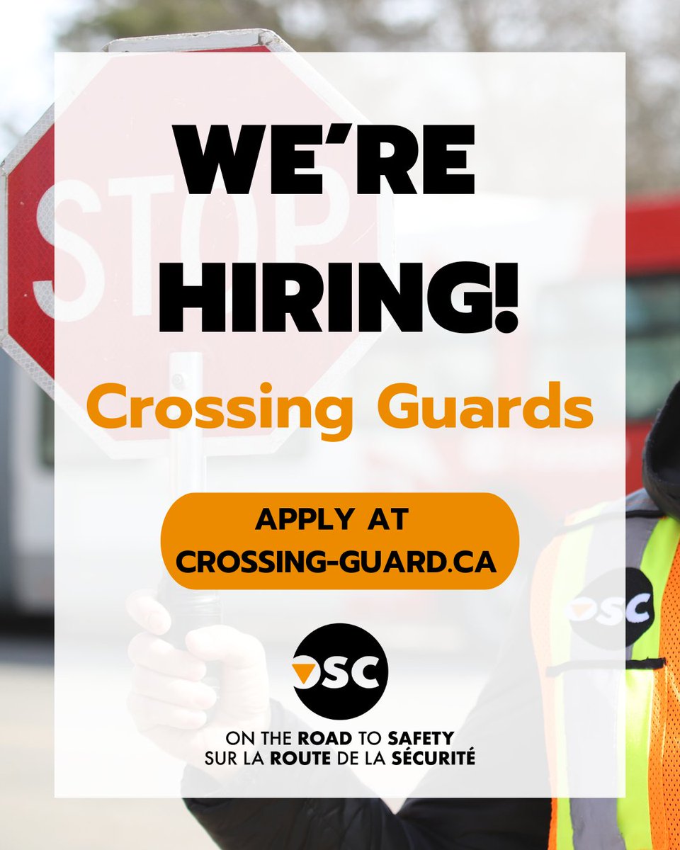 🚸 Have you ever thought about becoming a Crossing Guard?

It's a great part-time job for parents, grandparents, and community members who want to make a real difference in school zone safety!

✨ Apply today: crossing-guard.ca

#CrossingGuards #RoadSafety #OSC