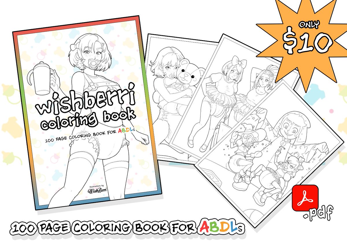Hi everyone. I've just released a 100 page printable colouring book  that you can pick up for just $10!

This is a print and colour PDF file (Not a physical book).  

If you do buy it, remember to show me how well you stayed within the lines.  😊 #abdl

deviantart.com/wishberri/art/…
