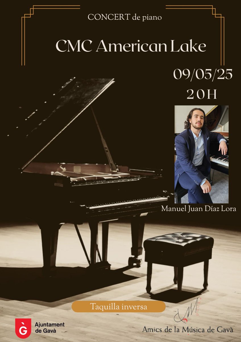 Ràdio Gavà (@radiogava) on Twitter photo Aquest vespre, podem escoltar música en directe a l'American Lake de la mà d'Amics de la Música de Gavà i el jove pianista Manuel Juan Díaz Lora.
Vam parlar amb ell a <a href="/AmbGdeGava/">AmbGdeGavà</a> . Animeu-vos!
radiogava.cat/programs/gavam… Aquest vespre, podem escoltar música en directe a l'American Lake de la mà d'Amics de la Música de Gavà i el jove pianista Manuel Juan Díaz Lora.
Vam parlar amb ell a <a href="/AmbGdeGava/">AmbGdeGavà</a> . Animeu-vos!
radiogava.cat/programs/gavam…
