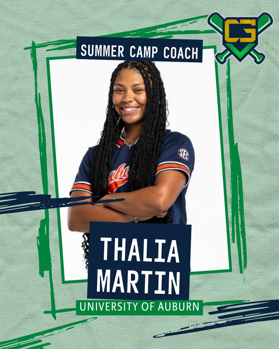 "Hey everyone! I’m Thalia Martin #1 on Auburn Softball, and I’m so excited for this summer! I can’t wait to work with all of the players, share my knowledge, and help you take your game to the next level!!" 🥎 #SoftballCoach #SummerCamp  #GrowingTheGame @thalia11martin