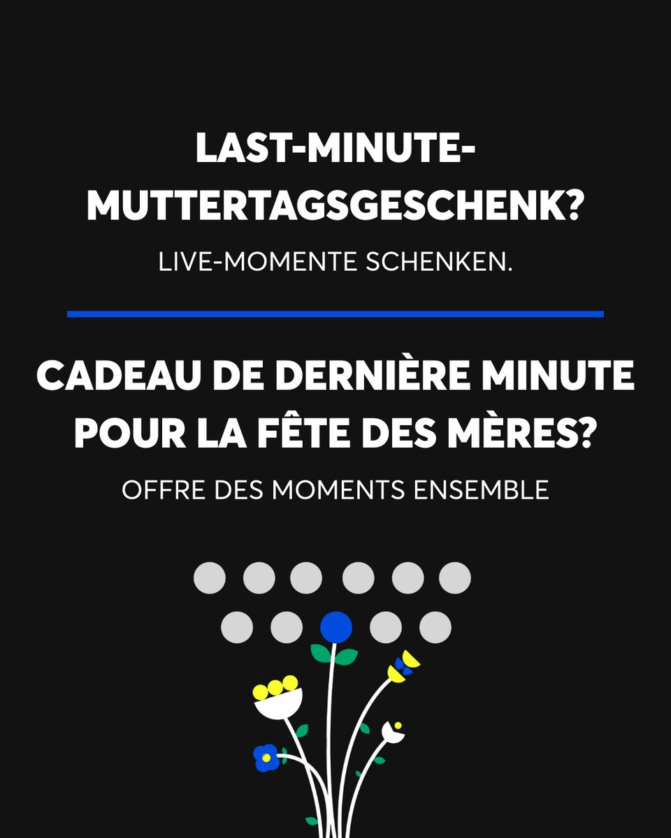 Muttertag steht vor der Tür! 🌷
Suchst du noch ein Last-Minute-Geschenk? 🎁
Schenke Live-Momente, die bleiben!

◼️ ◼️ ◼️

La fête des mères approche! 🌷
Tu cherches un cadeau de dernière minute? 🎁
Offre des moments ensemble!

#muttertag #lastminutegeschenk #fêtedesmères