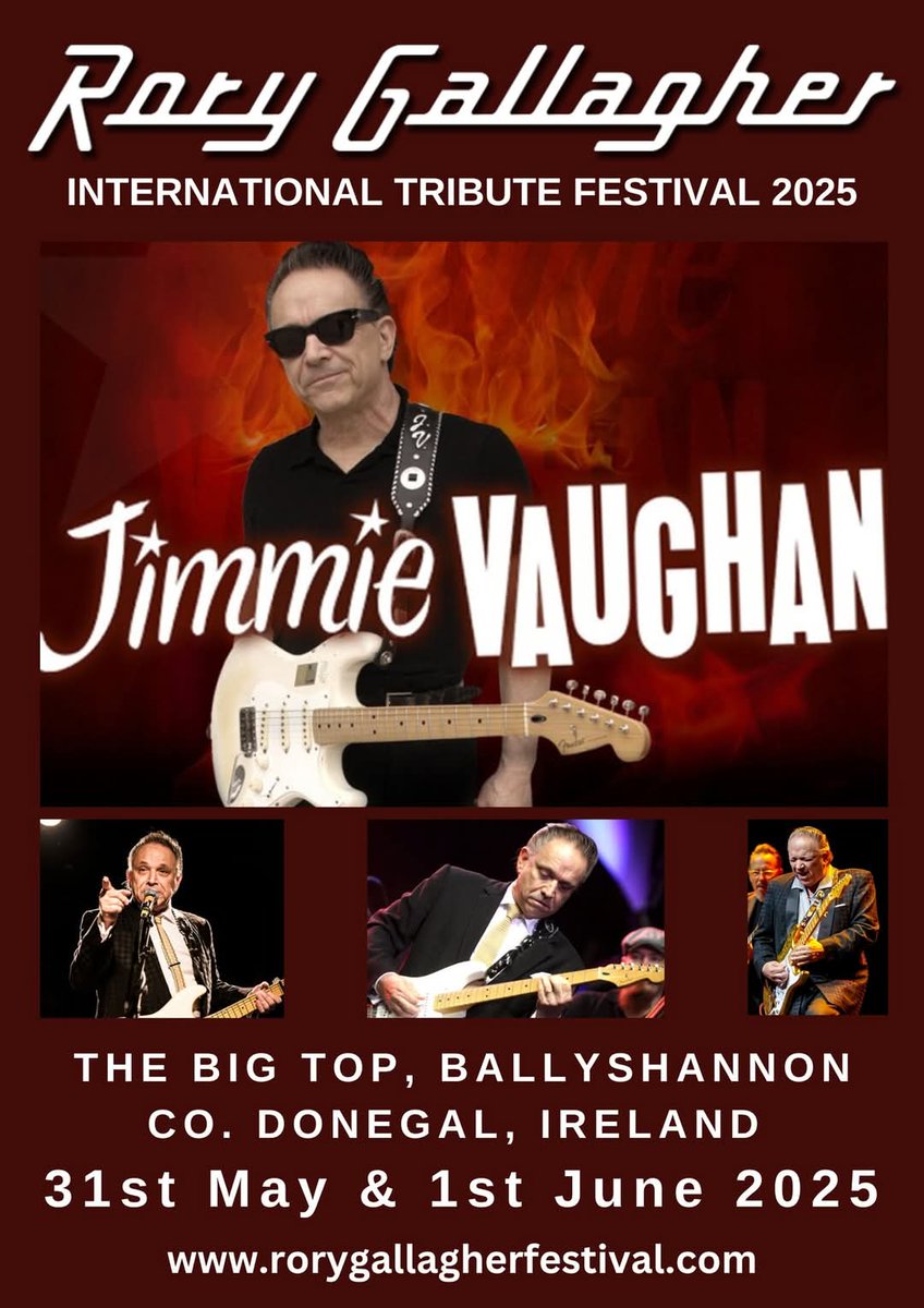 Rory Gallagher Fest (@roryfest) on Twitter photo The Legendary JIMMIE VAUGHAN will be performing at the 2025 Rory Gallagher International Tribute Festival at the Big Top in Ballyshannon, Ireland on Saturday 31st May 2025 and also on Sunday 1st June 2025 as part of the Rory Gallagher All-Star Band rorygallagherfestival.com/tickets The Legendary JIMMIE VAUGHAN will be performing at the 2025 Rory Gallagher International Tribute Festival at the Big Top in Ballyshannon, Ireland on Saturday 31st May 2025 and also on Sunday 1st June 2025 as part of the Rory Gallagher All-Star Band rorygallagherfestival.com/tickets