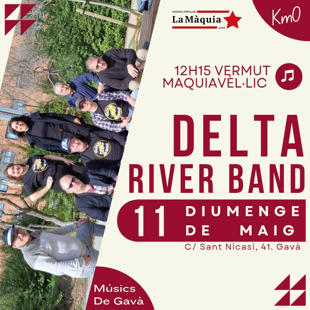 Delta River Band actuen de nou als concerts organitzats per Grup de Músics de Gavà. En aquesta ocasió, a l'Ateneu Popular La Màquia diumenge 11 de maig.

Recordem què ens van explicar Manel Espinosa i Manel Fiñana, dos dels seus membres. radiogava.cat/programs/gavam…
