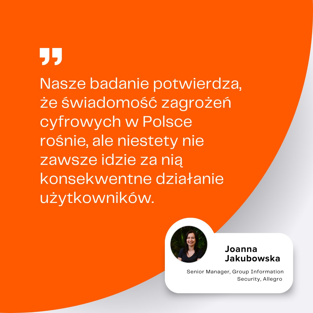 Co Polacy wiedzą o bezpieczeństwie w sieci? 
I czy sama wiedza nam wystarczy?
 
Odpowiedzi znajdziesz w raporcie, który skomentowali dla nas ekspertci z <a href="/mBankpl/">mBank</a>, <a href="/Zaufana3Strona/">ZaufanaTrzeciaStrona @zaufanatrzeciastrona@infosec</a>  i  #UMCS. 
Raport dostępny na stronie cert.allegro.com
a więcej info: tiny.pl/j491j7pp