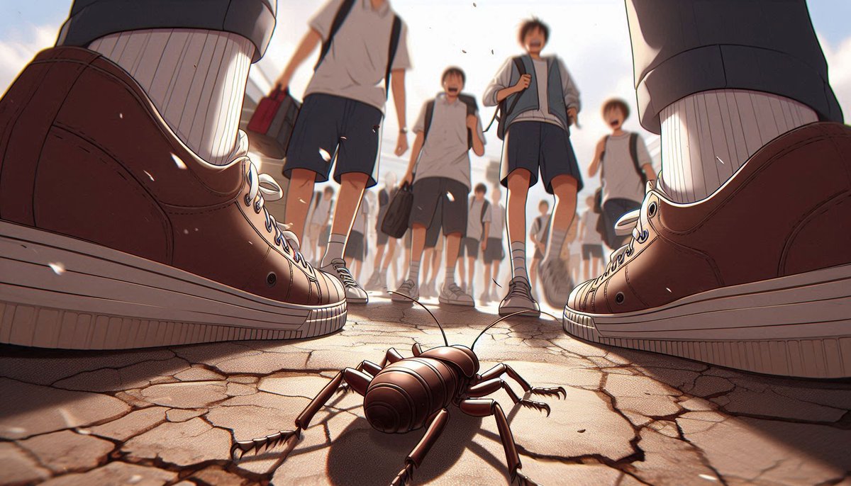 POV #2 🐜
The bell rang. Then the ground roared. Footsteps fell—heavy as blows. Giants in uniform, unaware. She staggered, tiny, already crushed in spirit. Each step shook her world like a quake she couldn’t outrun.

#AIart #sizetwitter #giantboy #macrophile