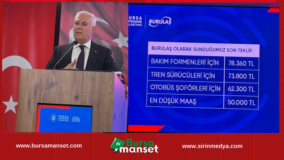 sirinmedya's tweet photo. Bursa Büyükşehir Belediye Başkanı
Mustafa Bozbey, Burulaş Toplu iş sözleşmeleri ile ilgili Sendikaya sundukları net rakamları basın ile paylaştı. https://t.co/NCQyEFPhvZ