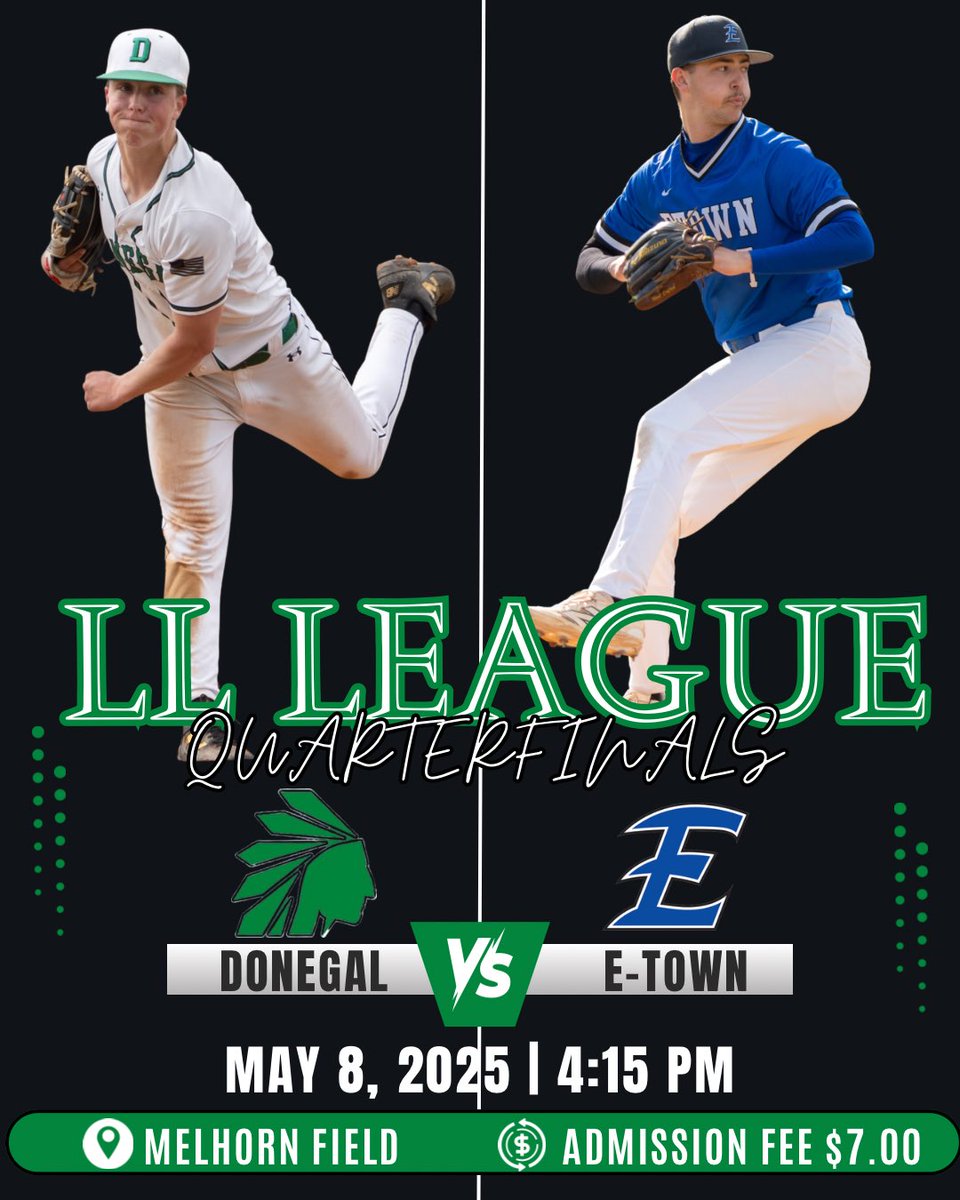 Donegal HS Baseball (@donegalbaseball) on Twitter photo ⚾️GAME DAY
📍MELHORN FIELD
⏰4:15
💴 Admission $7 (Cash ONLY)
📣 Come out and cheer on your Donegal Indians in the LL League Quarterfinals! 🥨 Concession stand will be open!! #donegalbaseball #prideinthetribe <a href="/godonegalsports/">Donegal Athletics</a> ⚾️GAME DAY
📍MELHORN FIELD
⏰4:15
💴 Admission $7 (Cash ONLY)
📣 Come out and cheer on your Donegal Indians in the LL League Quarterfinals! 🥨 Concession stand will be open!! #donegalbaseball #prideinthetribe <a href="/godonegalsports/">Donegal Athletics</a>