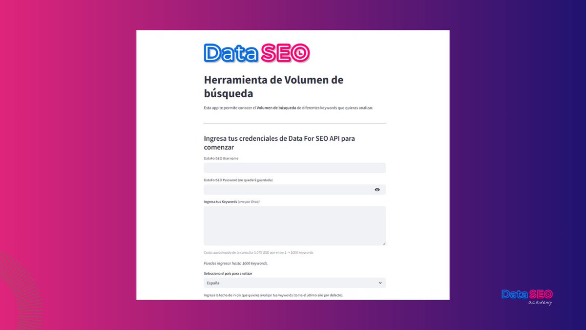 Creé una herramienta que te da los volúmenes de búsqueda mensuales para más de 1000 keywords… en UN CLICK.

Sin búsquedas manuales. Sin pagar suscripciones carísimas. Y lo mejor: cuesta solo 0,075 USD cada 1000 keywords.

✔ Consultás volúmenes mes a mes para detectar tendencias