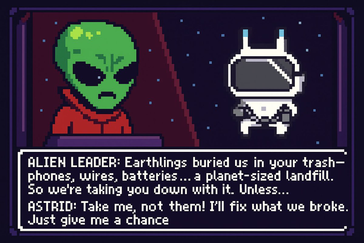 👀 3rd MINI incoming! 👀

Astrid made a deal to save Earth 🌍💥
Now she’s trapped by angry aliens, facing a mind-bending puzzle to break free.

Can she solve it and save the planet? 

Stay tuned… 🚀🧩

More VIP/WL incoming 💥

#GameLaunch #MiniGame #AstridVsAliens #Ecodroids