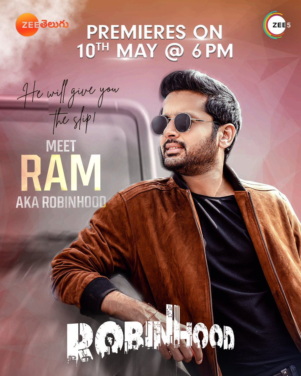 ZEE5Telugu's tweet photo. He’s Mr Ram and the amazing Robinhood!
See him in action with #RobinhoodOnZee5 on 10th May @ 6 pm
@gvprakash #RajendraPrasad
@vennelakishore @DevdattaGNage #SaiSriram @EditorKoti #RaamKumar
@MythriOfficial @SonyMusicSouth
#Robinhood #RobinhoodOnZEE5 #ZEE5 #ZEE5Telugu https://t.co/BlMyl37VpA