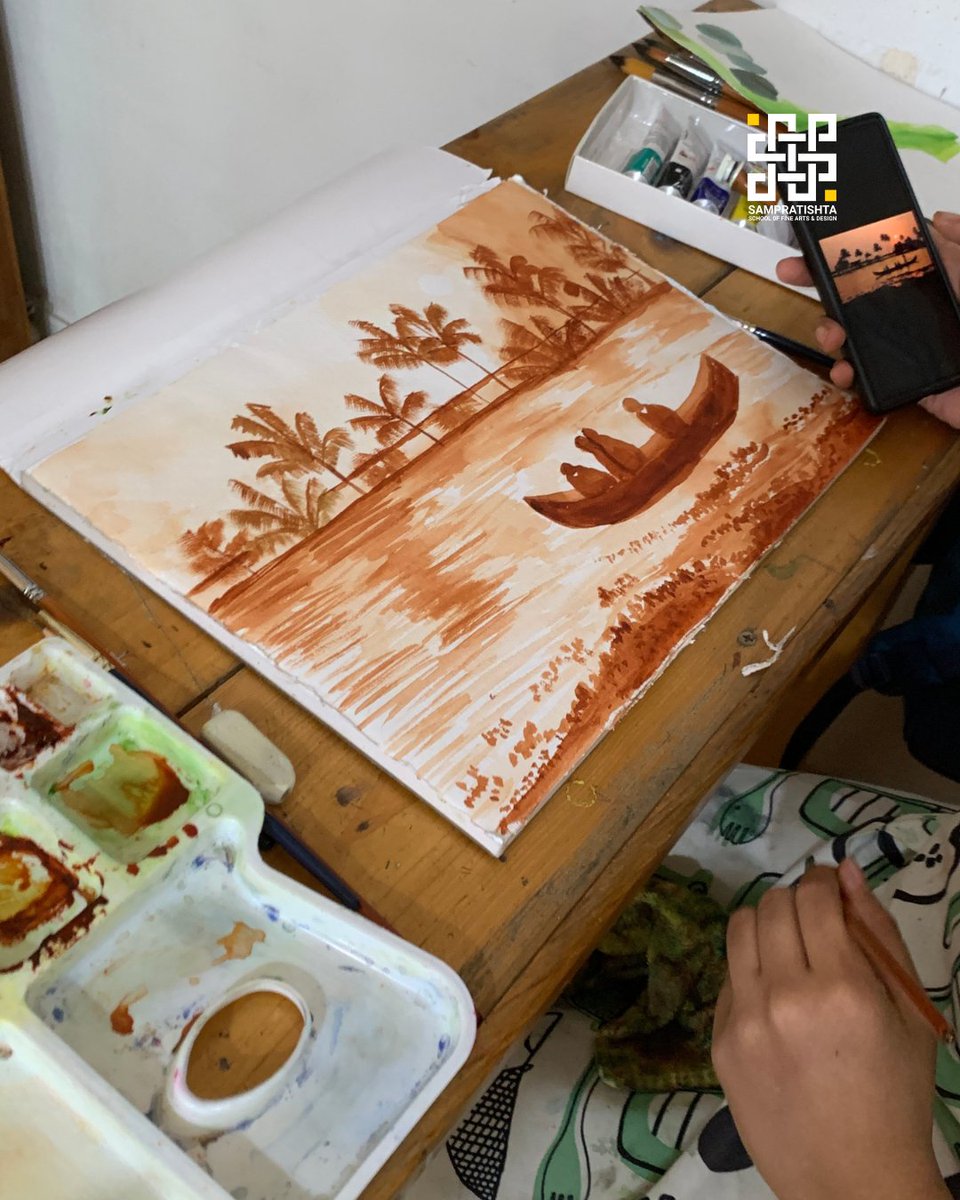 sampratishta's tweet photo. Limiting to a single color sharpens the artist’s eye for value, contrast, and composition. In these pieces, shades of one hue bring life to a world where light and depth speak louder than color. https://t.co/ftsUoM79iq
