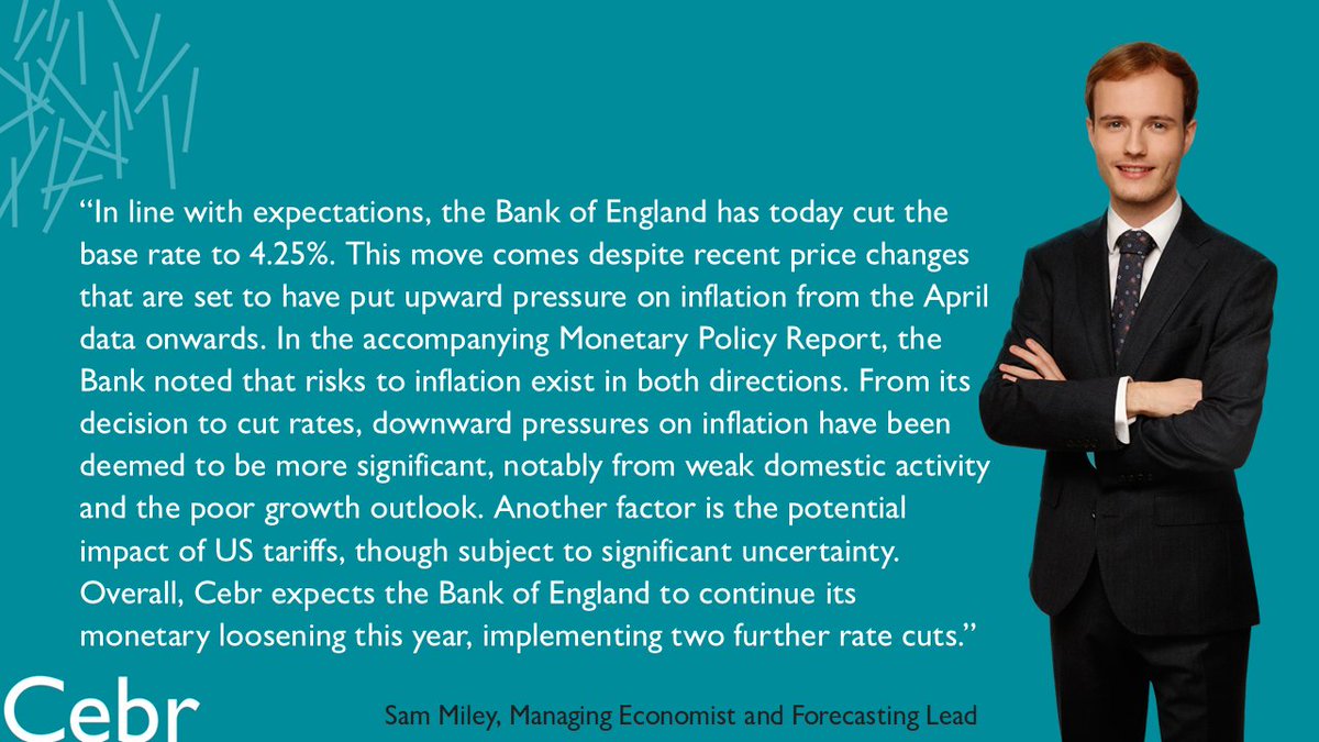 Commenting on today's Bank of England decision, Cebr Managing Economist <a href="/SamMiley_/">Sam Miley</a> said: