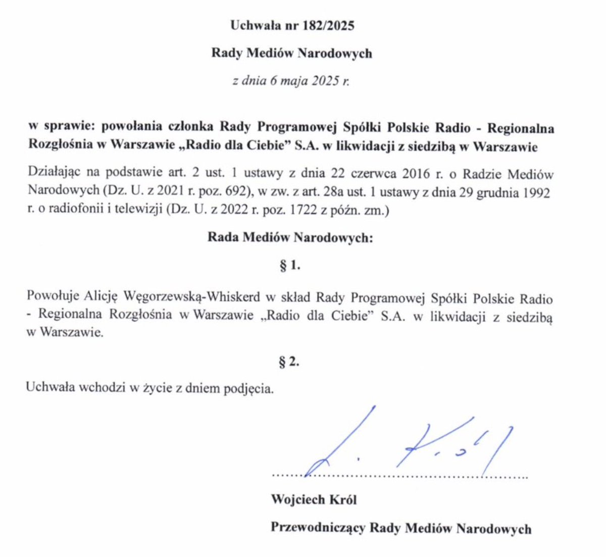 Z ogromną radością i poczuciem odpowiedzialności informuję, że decyzją Rady Mediów Narodowych zostałam powołana do Rady Programowej Polskiego Radia RDC (Radio dla Ciebie).
To dla mnie nie tylko zaszczyt, ale i wyzwanie — udział w kształtowaniu misji i oferty programowej stacji,