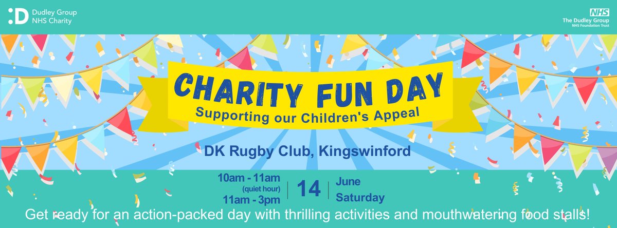 Join us for a day of fun &amp; fundraising at our Charity Fun Day at DK Rugby Club, Kingswinford!🥳 Expect thrilling activities, tasty food, live entertainment &amp; more — all in support of our Children's Appeal. Don’t miss out 👉 register.enthuse.com/ps/event/Chari…
