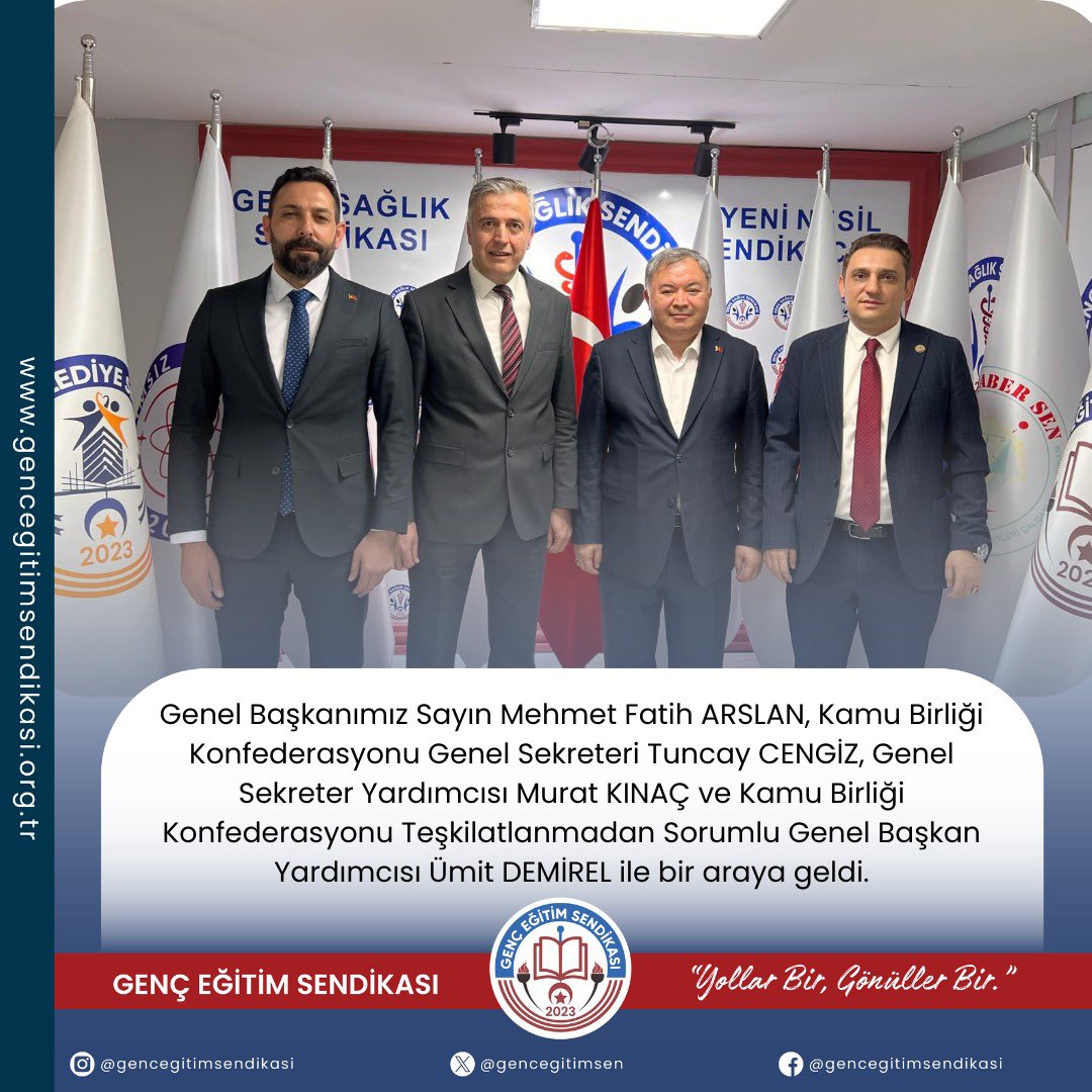 Genel Başkanımız Sayın Mehmet Fatih ARSLAN @kamubirligikonf  Genel Sekreteri Tuncay CENGİZ, Genel Sekreter Yardımcısı Murat KINAÇ ve Kamu Birliği Konfederasyonu Teşkilatlanmadan sorumlu Genel Başkan Yardımcısı Ümit DEMİREL ile bir araya geldi. 

<a href="/mfaarslan/">Mehmet Fatih ARSLAN</a> 
<a href="/osmkya06/">Osman KAYA</a>