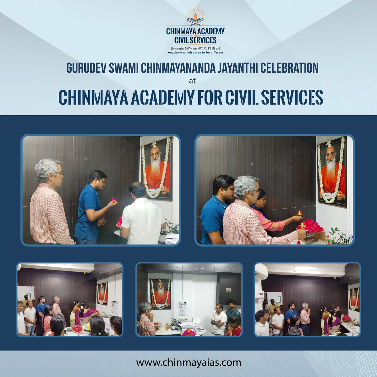 chinmayaacademy's tweet image. Honouring the divine legacy of Pujya Gurudev Swami Chinmayananda on his Jayanthi at Chinmaya Academy for Civil Services

#swamichinmayananda #swamiji #jayanti #chinmayamission #chinmayaiasacademy