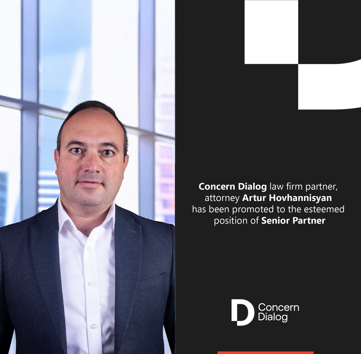 🤝 We're proud to announce that Concern Dialog partner Artur Hovhannisyan has been promoted to Senior Partner!

His expertise and dedication continue to shape our firm's growth.
Read more 👉 dialog.am/en/article/719

#ConcernDialog #SeniorPartner #LegalProfessionals