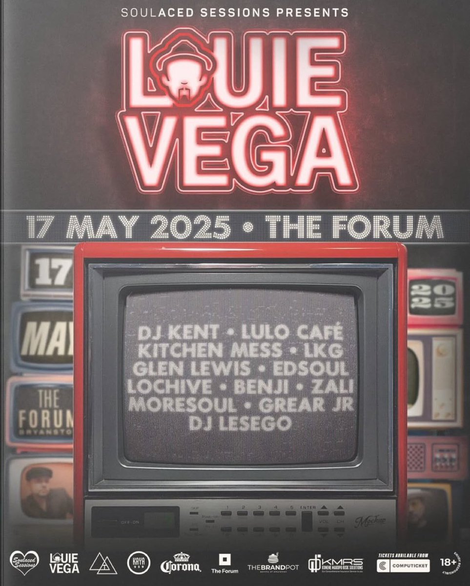 LOUIE VEGA LIVE IN SOUTH AFRICA
BIG FIXTURE!!!!
Absolutely excited to see the man who’s heavily influenced my style of play especially in the infant stages of my DJ career.

An even bigger honor is being part of this lineup. 🤭🔥

computicket-boxoffice.com/e/soulaced-ses…