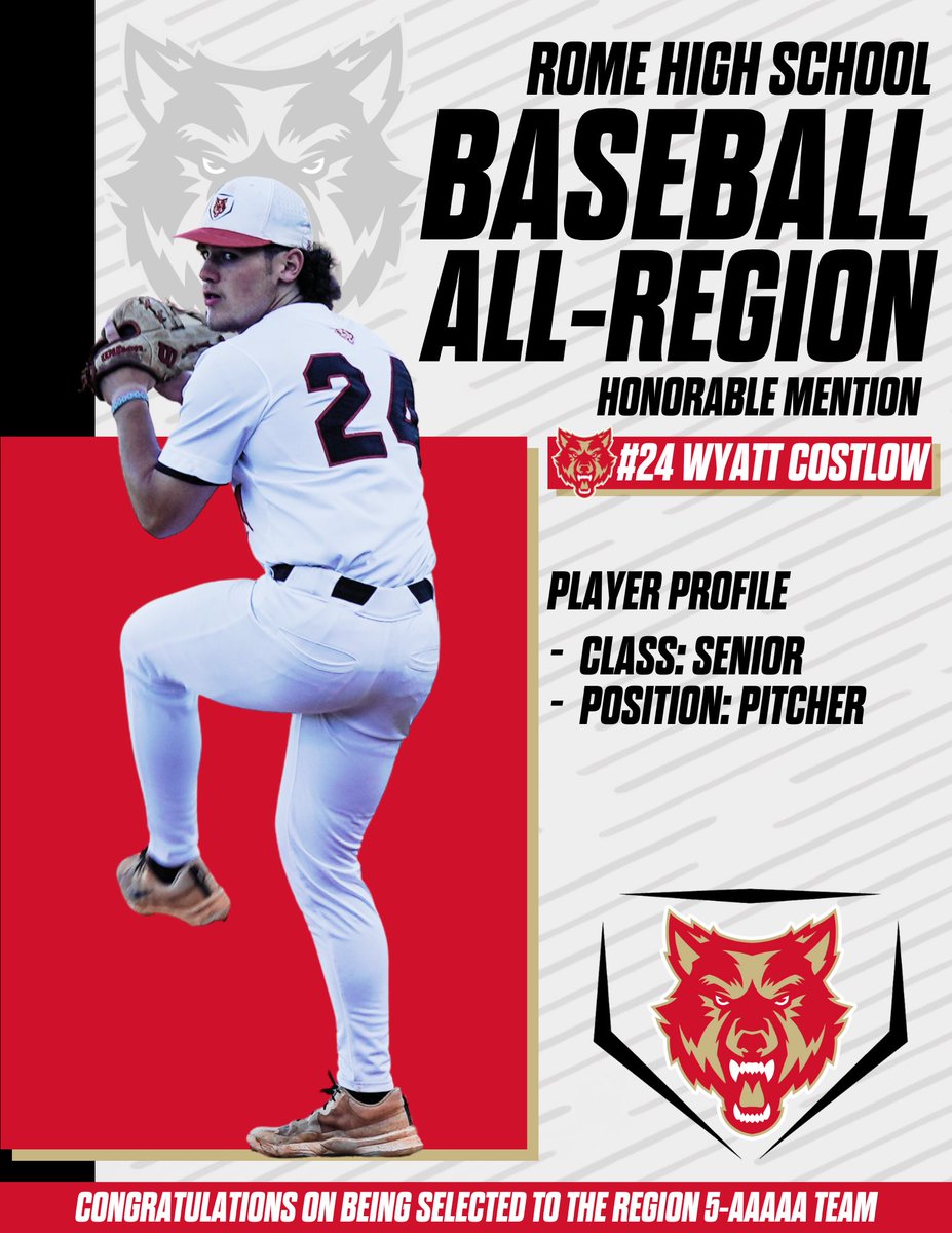 trevor_proc's tweet photo. Congrats to Brett Boden, JD Lanier, Wyatt Costlow, and Nevin Boswell for making Region 5 AAAAA All-Region Honorable Mention. Keep working Boys! Go 🐺⚾️ https://t.co/PUZUA6wXeV