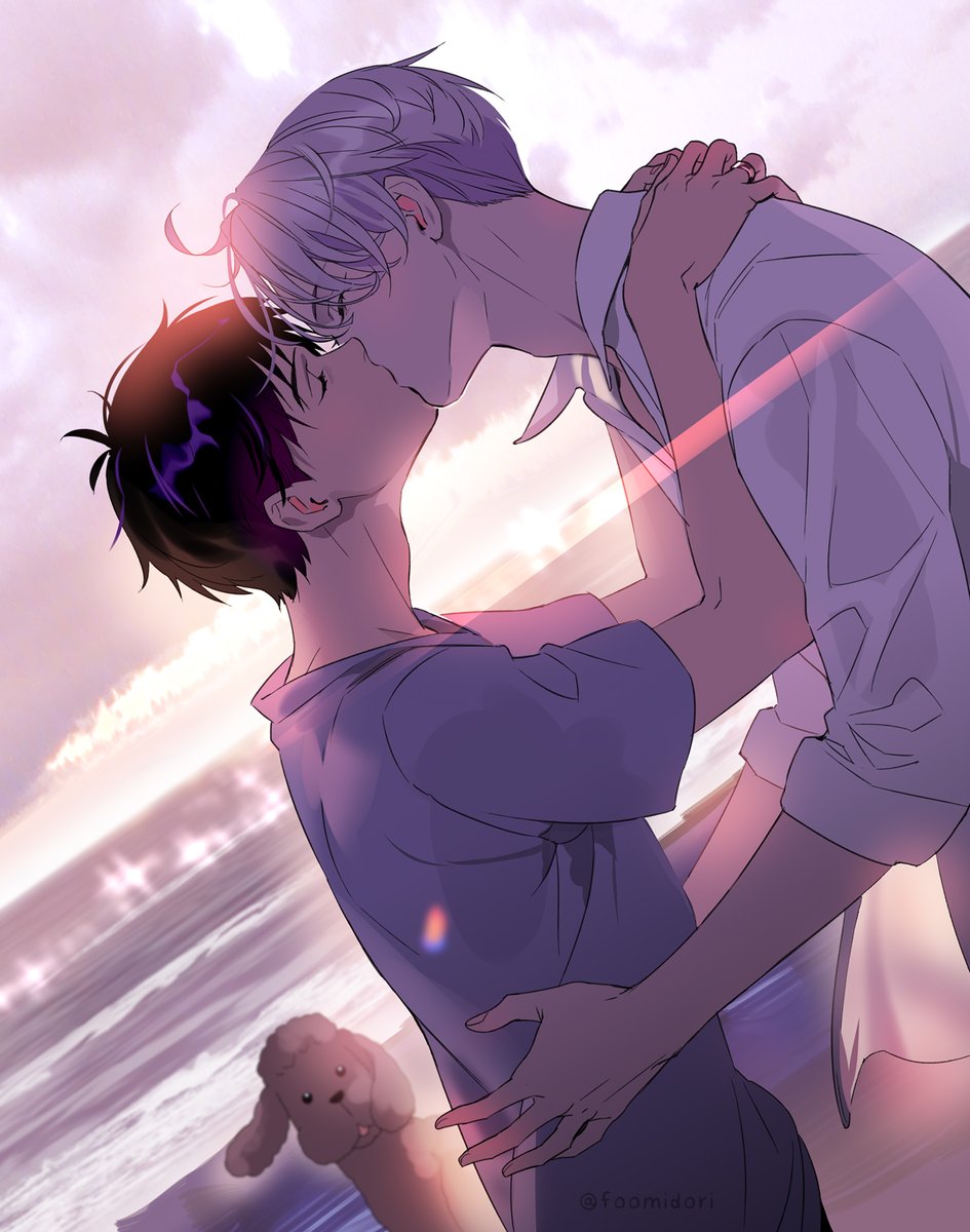 勝生勇利 ,ヴィクトル・ニキフォロフ 「夏(ヴィク勇) 」|碧 風羽 Foo Midoriのイラスト