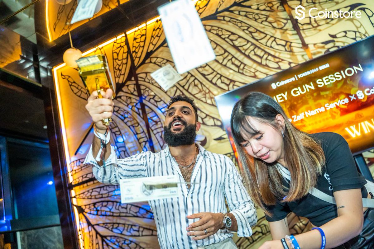 The spotlight belonged to <a href="/zelfofficial/">Zelf Name Service</a>, <a href="/Yidocy_Plus/">Yidocy+</a>, and <a href="/PhoenicToken/">Phoenic Token</a> as they powered an extraordinary money gun spectacle with golden bills that captivated all attendees. Their contribution elevated the atmosphere to new heights at #Token2049Dubai #GildedMirage