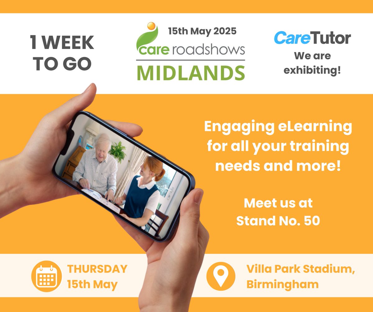 CareTutor (@caretutoruk) on Twitter photo Just 1 week to go!⏳
CareTutor will be at Care Roadshow Midlands happening at Villa Park Stadium, Birmingham on 15 May!
Stop by to learn more about our eLearning
Register for FREE: careroadshows-2025.reg.buzz/?type=midlands
Learn more about us: caretutor.org
<a href="/careroadshows/">Care Roadshows</a>
#CareTutor Just 1 week to go!⏳
CareTutor will be at Care Roadshow Midlands happening at Villa Park Stadium, Birmingham on 15 May!
Stop by to learn more about our eLearning
Register for FREE: careroadshows-2025.reg.buzz/?type=midlands
Learn more about us: caretutor.org
<a href="/careroadshows/">Care Roadshows</a>
#CareTutor