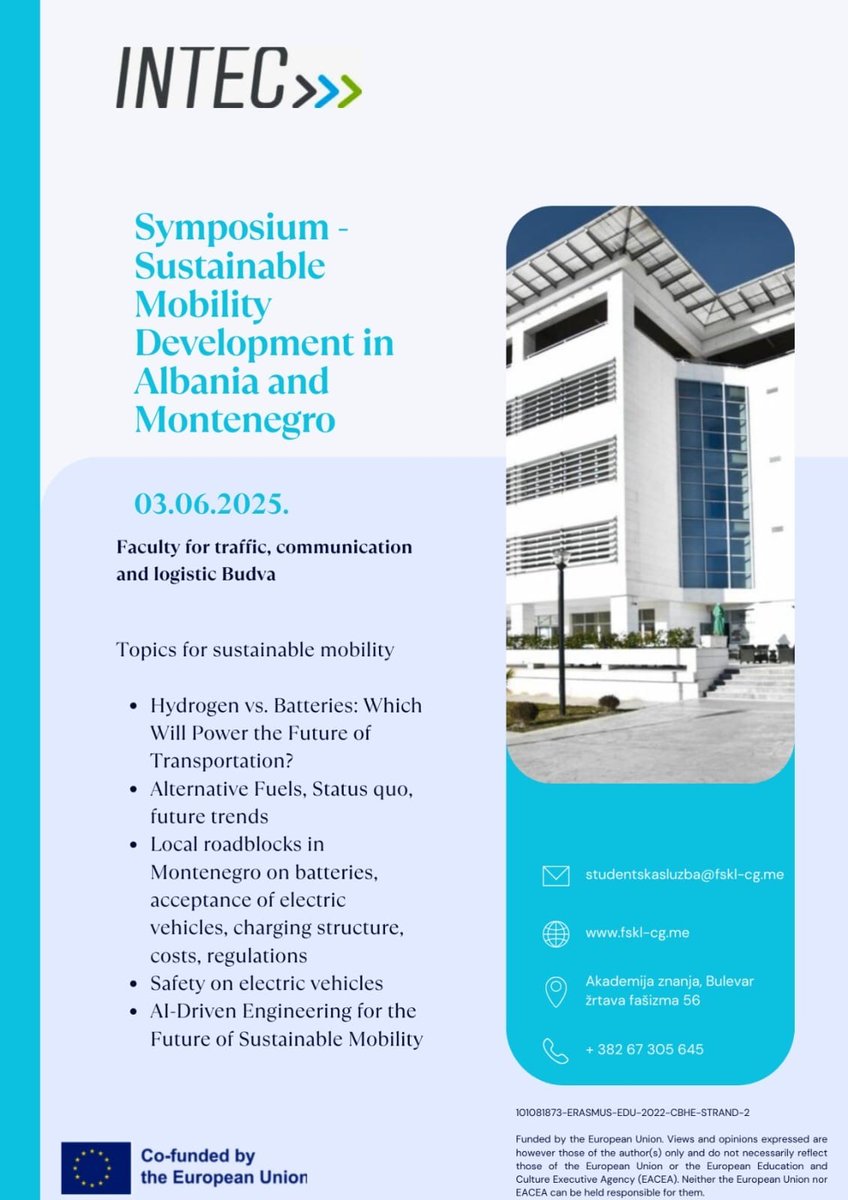#Intec #symposium Join us in Budva, Montenegro for the INTEC project