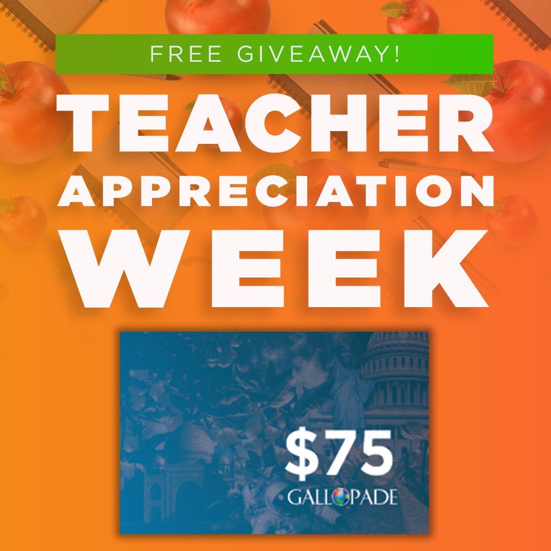 🎉 #GIVEAWAY 🎉 We're celebrating #TeacherAppreciationWeek by giving away a $75 Gallopade gift card! Contest closes today at 4 p.m. EST. One winner will be randomly selected.

HOW TO ENTER:
✨ Follow us
✨ Like and retweet this post
✨ Tell us why you ❤️ being a teacher
