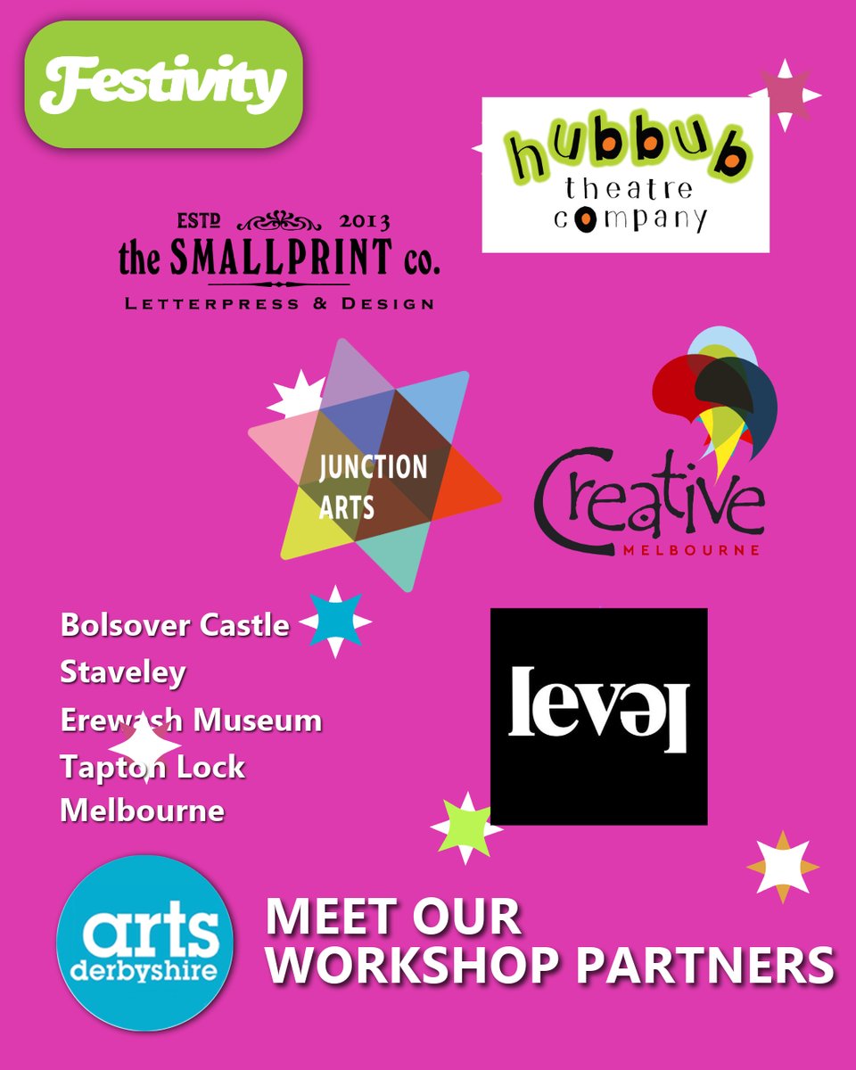 We’re excited to unveil the local organisations who will be leading engaging, hands-on workshops as part of the Festivity tented village experience this year.  

Say hello to Small Print, Level, Hubbub Theatre, Junction Arts and Creative Melbourne 👋

artsderbyshire.org.uk/news/festivals…