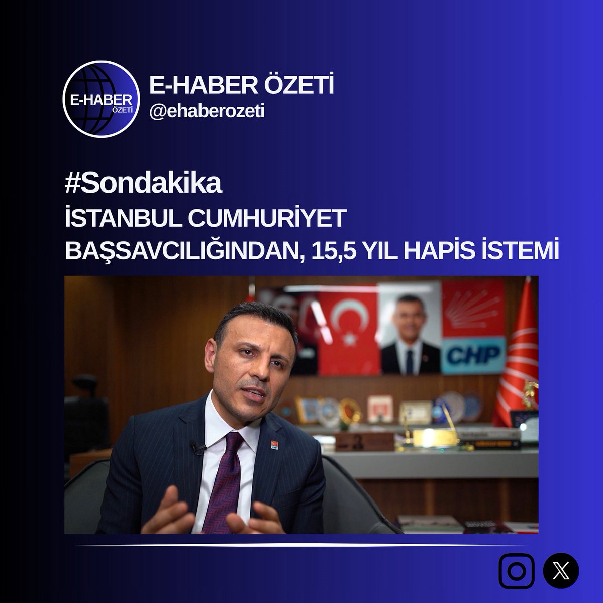ehaberozeti's tweet photo. İstanbul Cumhuriyet Başsavcılığı, CHP İstanbul İl Başkanı Özgür Çelik ve il/ilçe yöneticileri hakkında 15,5 yıla kadar hapis istemiyle dava açtı.
#ekrenimamoğlu
#ehaberozeti
#GUENCEL https://t.co/5HKnmbhyBz