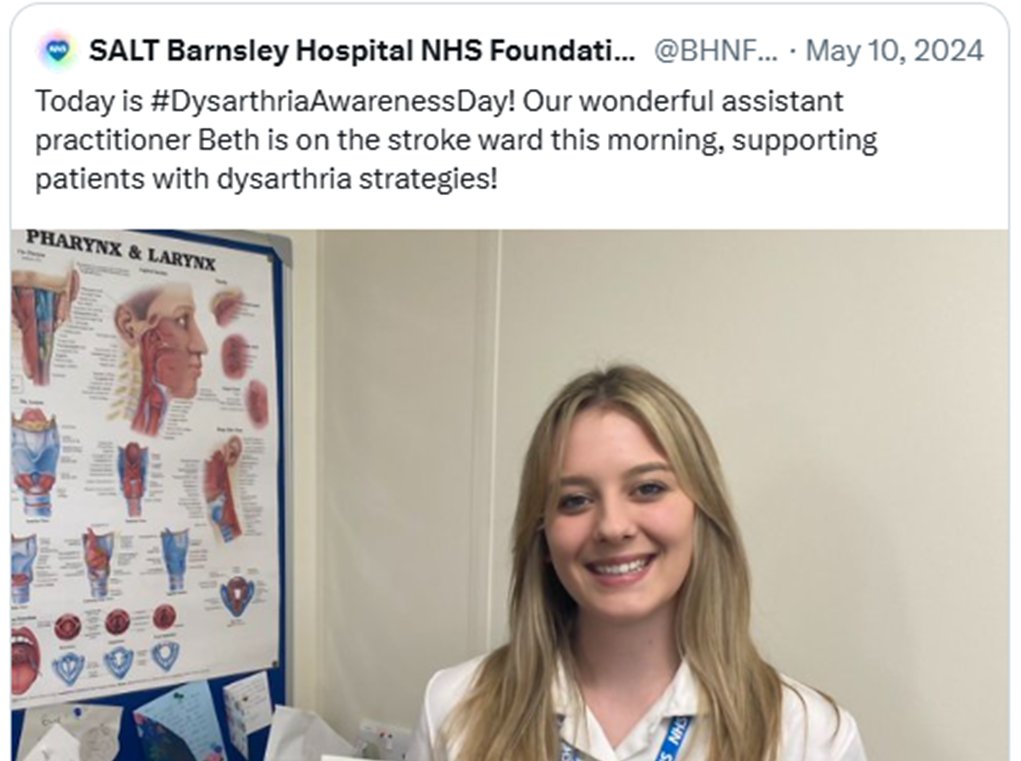 🌟 One whole year later and Beth is STILL making a difference! 🌟
She’s been working tirelessly on all the wards, helping patients with SLOP strategies for clearer speech. 🙌
We're so proud of the incredible impact she continues to have! 💙 #DysphagiaAwareness #SLOPStrategies