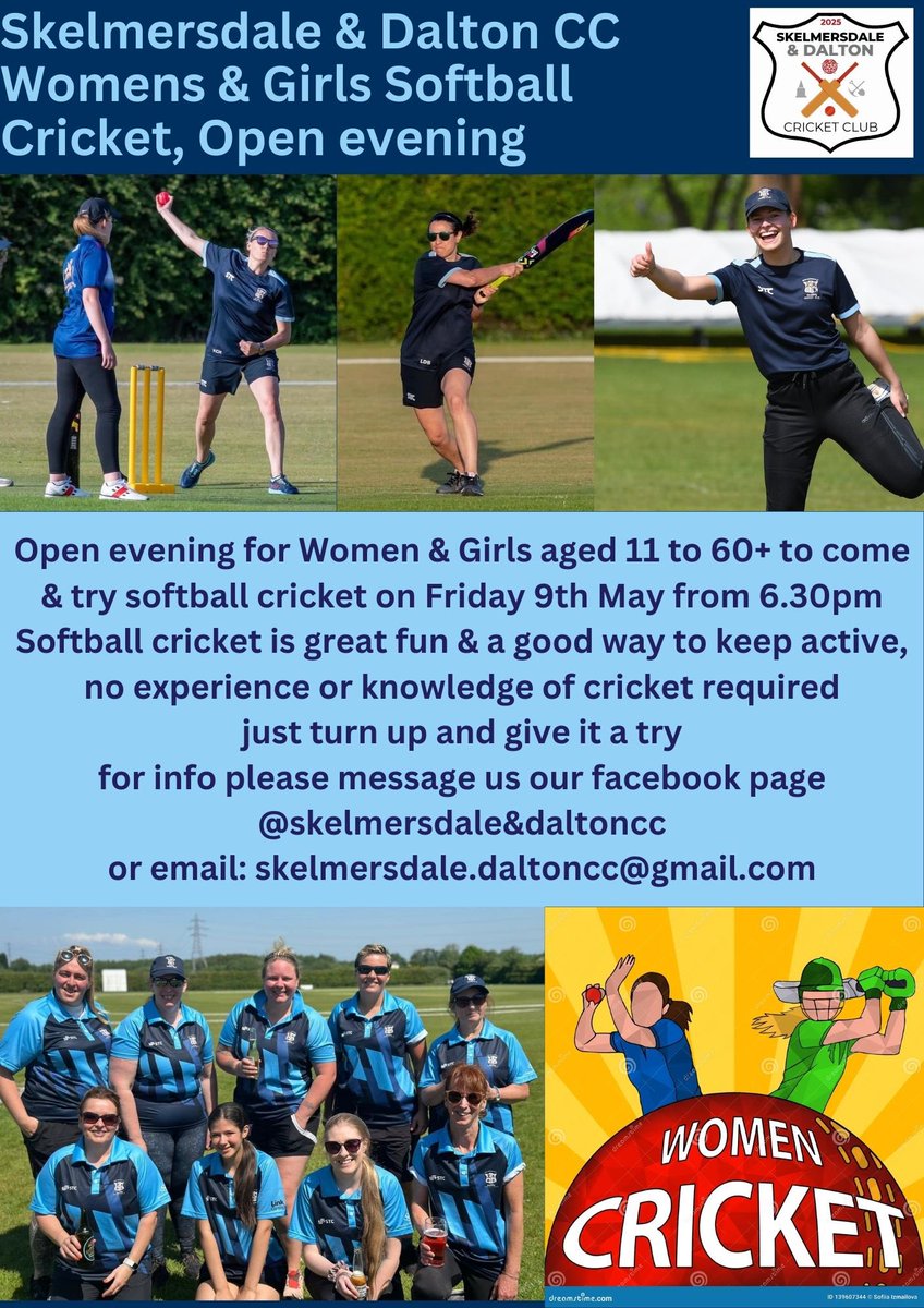 Skelmersdale & Dalton CC (@skelmersdalecc) on Twitter photo 🏏Women & Girls wanted
🏏Come & give cricket a try at our open day on Friday 9th May 6:30pm
🏏Just turn up on the night & join in no experience of cricket required,
🍷🍻Have a drink in the bar afterwards
#skelmersdale <a href="/westlancsbuzz/">West Lancs Buzz</a> <a href="/SkemNews/">Skem News</a> <a href="/Westlancsbc/">West Lancashire Borough Council</a> 🏏Women & Girls wanted
🏏Come & give cricket a try at our open day on Friday 9th May 6:30pm
🏏Just turn up on the night & join in no experience of cricket required,
🍷🍻Have a drink in the bar afterwards
#skelmersdale <a href="/westlancsbuzz/">West Lancs Buzz</a> <a href="/SkemNews/">Skem News</a> <a href="/Westlancsbc/">West Lancashire Borough Council</a>