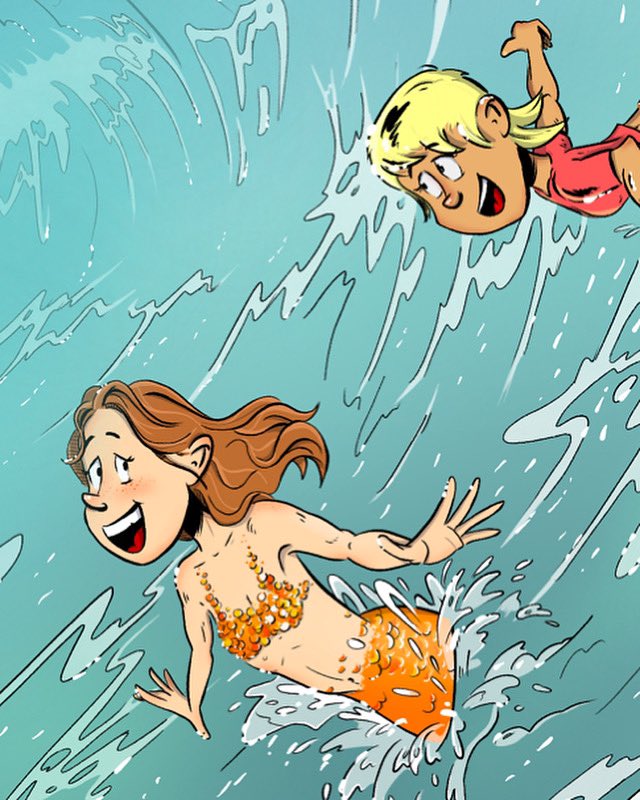 🌊 It’s #Mermay2025! Kicking off with a mermaid &amp; surfer soaking in dreamy ocean vibes 🧜‍♀️🏄‍♂️✨
#Mermay #DigitalArt #MermaidArt #SurfArt #OceanVibes #ArtChallenge #Illustration