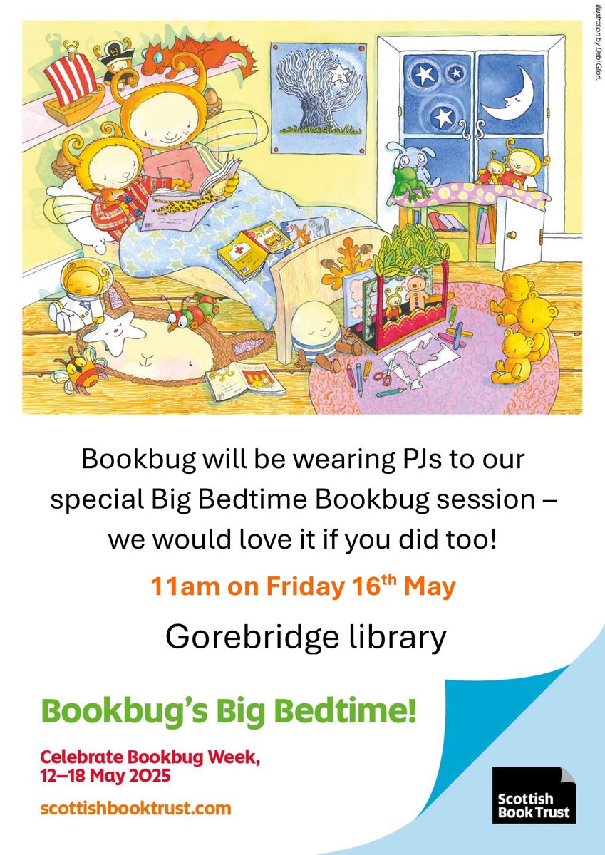 MidLibraries's tweet image. Next week is... #BookBugWeek! 

We have lots of activities across our libraries to celebrate Bookbug&apos;s Big Bedtime! 🌜💤🌠 See below for some of our special sessions, teddy bear sleepovers and more! 

Contact your local #Midlothian library for more info: ow.ly/XXCv50VOj6G
