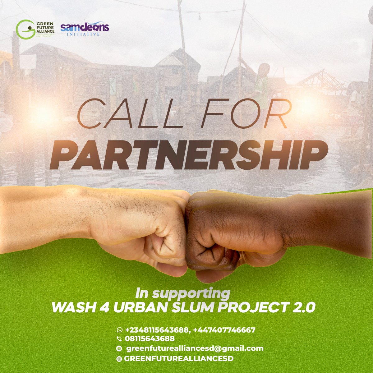 GreenFutureASD's tweet photo. CALL FOR PARTNERSHIP Join #WASH4UrbanSlum 2.0 to bring clean water &amp; sanitation to underserved urban areas like Makoko! We’re seeking NGOs, corporates &amp; changemakers! Let’s build climate-resilient communities. email us greenfuturealliancesd@gmail.com #SDG6 #CSRWithImpact https://t.co/Ouv3WWRuvw