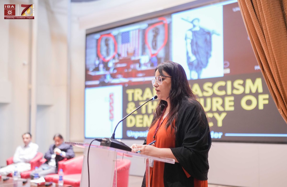 ibakhiofficial's tweet image. IBA Karachi successfully hosted the seminar “Trade, Fascism &amp;amp; the Future of Democracy” — unpacking how global trade, power &amp;amp; authoritarianism intersect and impact democratic institutions, organized by the @sess_iba.
#IBAKarachi #SESS #GlobalOrder #TradeAndPolitics