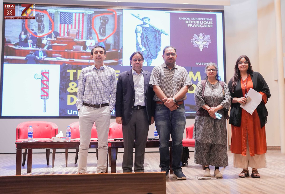 ibakhiofficial's tweet image. IBA Karachi successfully hosted the seminar “Trade, Fascism &amp;amp; the Future of Democracy” — unpacking how global trade, power &amp;amp; authoritarianism intersect and impact democratic institutions, organized by the @sess_iba.
#IBAKarachi #SESS #GlobalOrder #TradeAndPolitics