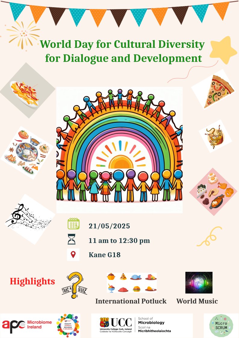 Microbiology UCC (@uccmicrobiology) on Twitter photo We are delighted to invite you to join us in celebrating World Day for Cultural Diversity for Dialogue and Development, hosted at Kane G18 from 11 am onward by the <a href="/UccMicrobiology/">Microbiology UCC</a> , <a href="/micro_SCRUM/">microSCRUM</a> and APC/EDI We are delighted to invite you to join us in celebrating World Day for Cultural Diversity for Dialogue and Development, hosted at Kane G18 from 11 am onward by the <a href="/UccMicrobiology/">Microbiology UCC</a> , <a href="/micro_SCRUM/">microSCRUM</a> and APC/EDI