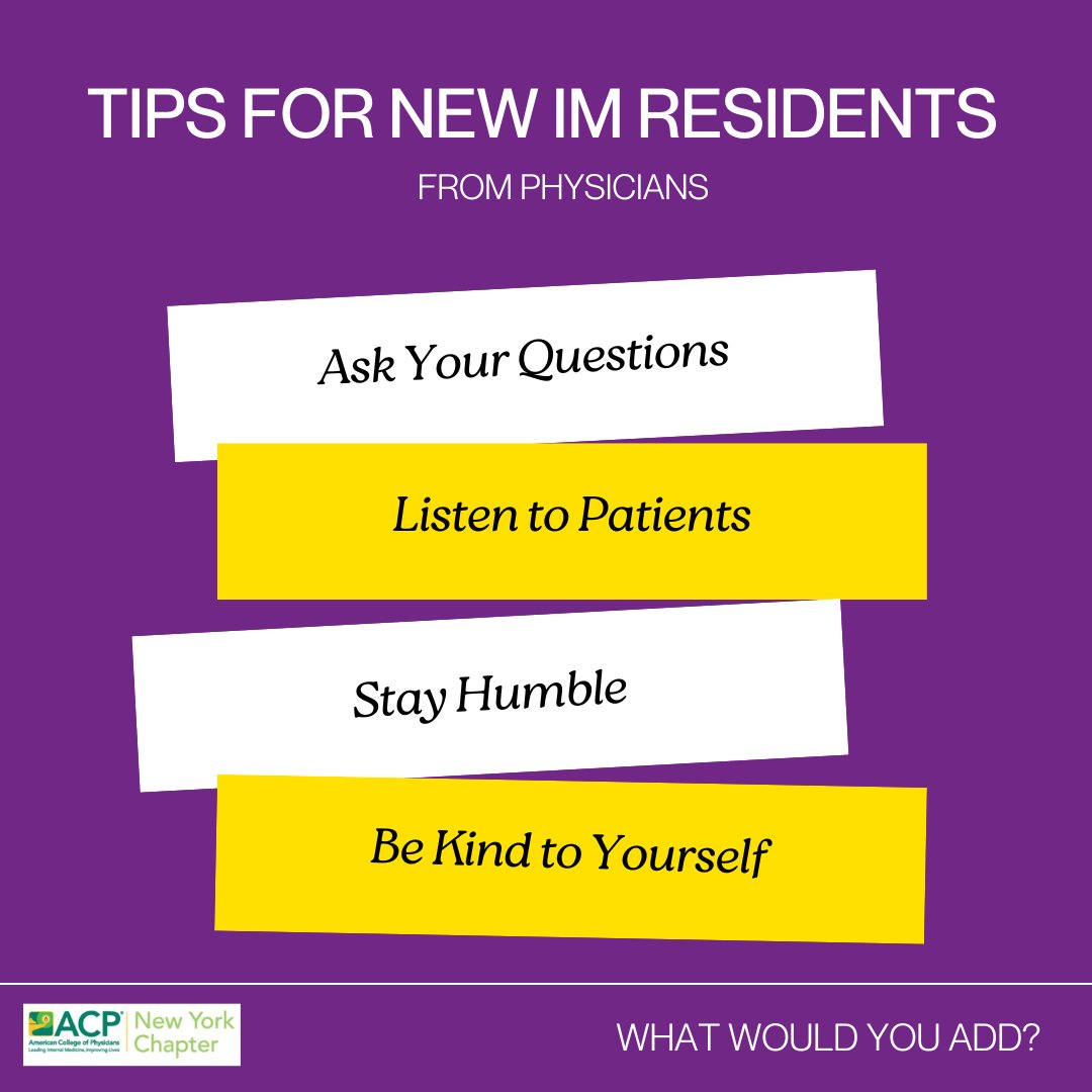 4 tips for new internal medicine residents—straight from the physicians who’ve walked the path. 🩺
They may seem simple, but they are key for incoming interns!

#NYACP #ResidencyReady #MedLife