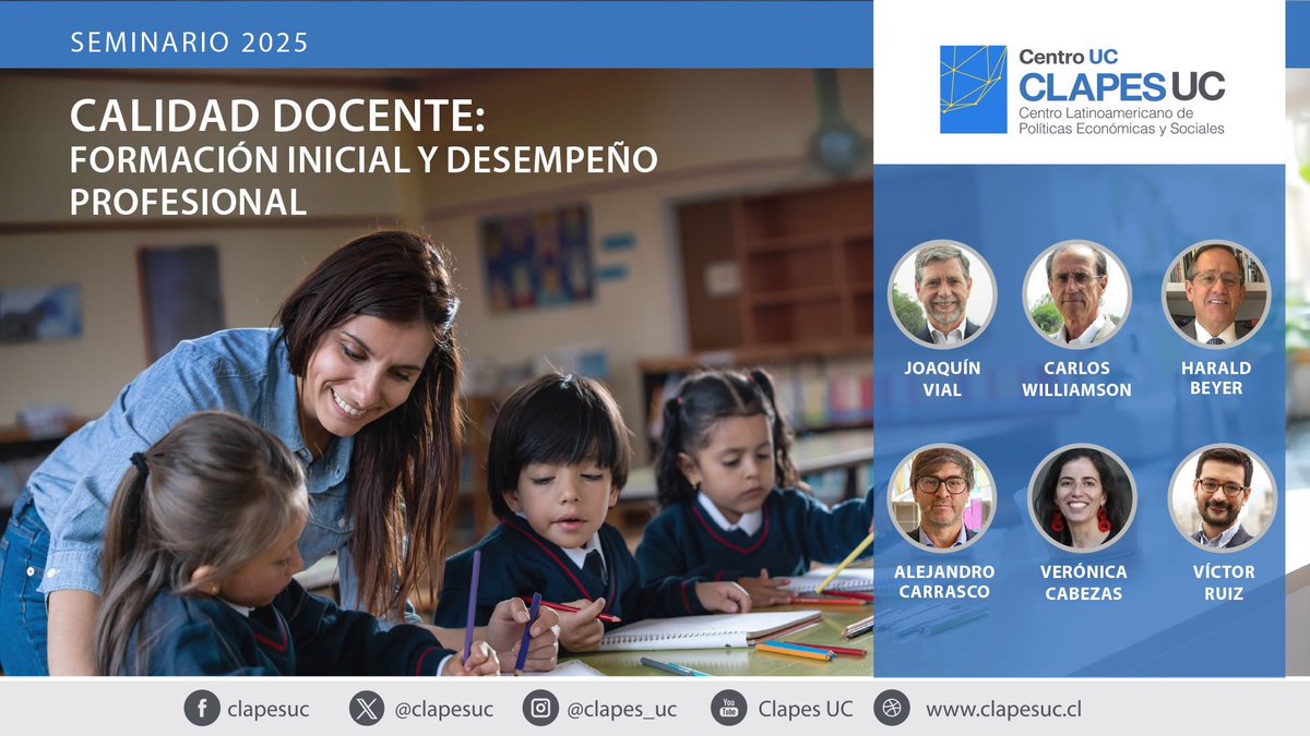 PRONTO EN VIVO 🔴| ¡Conéctate a las 08:45 hrs.! a nuestro seminario “Calidad Docente: formación inicial y desempeño profesional” 👨🏻‍🏫

Acompáñanos a analizar temas como: el proyecto de ley sobre requisitos de acceso a las #pedagogías, las evaluaciones diagnósticas durante los