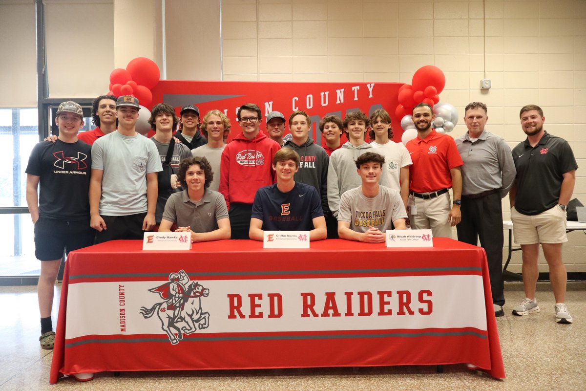 Madison County Baseball (@mchs_bsbl) on Twitter photo 𝐒𝐈𝐆𝐍𝐈𝐍𝐆 𝐃𝐀𝐘 2025‼️
Congratulations to our Seniors!!
Micah Waldroup - <a href="/TFC_Baseball/">Toccoa Falls Baseball</a>
Griffin Morris - <a href="/Emmanuel_BSB/">Emmanuel University Baseball</a>
Brody Hawks - <a href="/Emmanuel_BSB/">Emmanuel University Baseball</a>
#GoRedRaiders 𝐒𝐈𝐆𝐍𝐈𝐍𝐆 𝐃𝐀𝐘 2025‼️
Congratulations to our Seniors!!
Micah Waldroup - <a href="/TFC_Baseball/">Toccoa Falls Baseball</a>
Griffin Morris - <a href="/Emmanuel_BSB/">Emmanuel University Baseball</a>
Brody Hawks - <a href="/Emmanuel_BSB/">Emmanuel University Baseball</a>
#GoRedRaiders